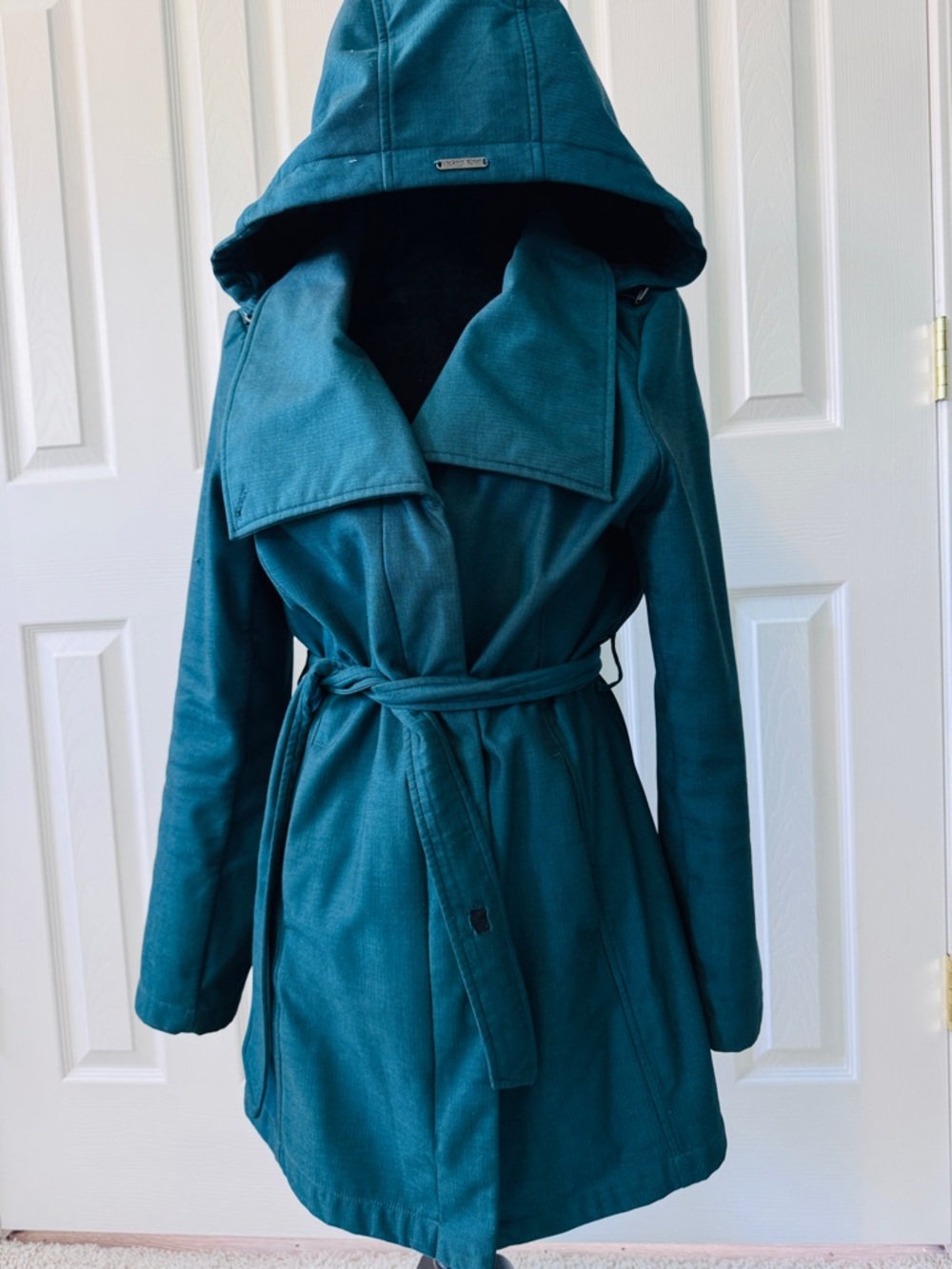 Women's Teal Hooded Trench Coat - Brand: Mia Mellon